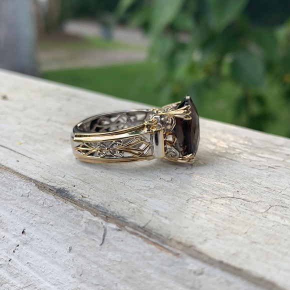 Micheal Valitutti Sterling Smokey Quartz Ring - Picture 10 of 17